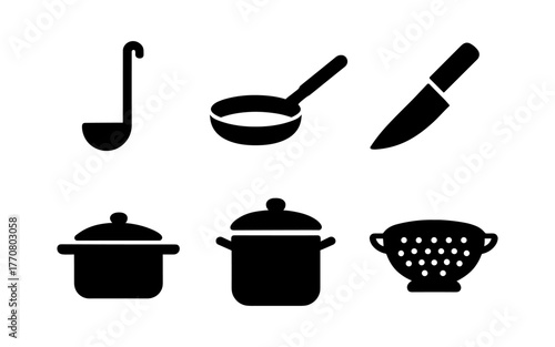 Kitchen utensils silhouettes: essential icons for cooking and culinary design