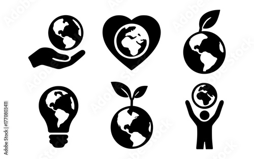 Earth emblems: sustainable nature symbols highlighting environmental unity and conservation