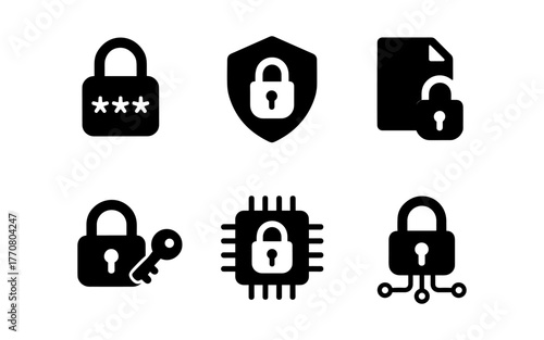 Secure lock icons for digital protection and data encryption concepts