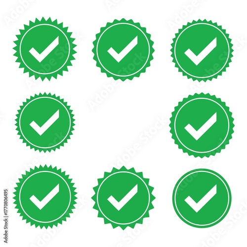 Checkmark green seal approve badge success stamp approval yes ok confirm vector