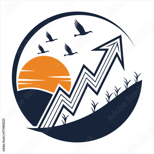 Mountain Growth Arrow Icon – Business Success and Progress Concept.