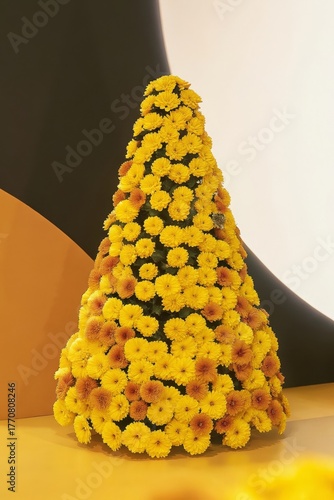 Botanical Christmas Decoration – Fresh Cut Flowers in Traditional Fir Tree Silhouette