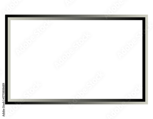 A simple, clean rectangular frame with a gradient border in shades of gray and black on a, ideal for displaying images or text