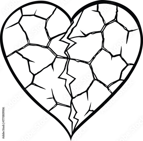 Broken heart isolated on white background isolated on transparent background