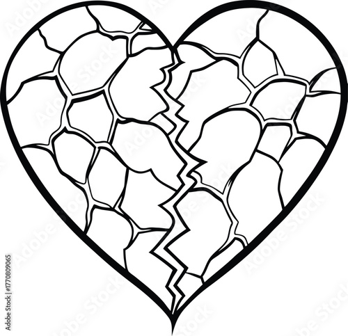 Broken heart isolated on white background isolated on transparent background