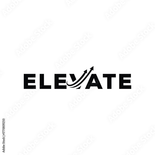 elevate text logo design, arrow financial graphic vector icon	