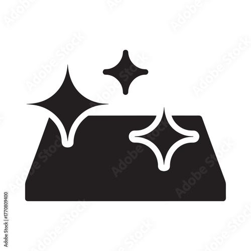 Clean surface with sparkling stars indicating freshness and shine icon