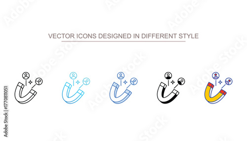 Customer Attraction icons set different style vector stock with white background