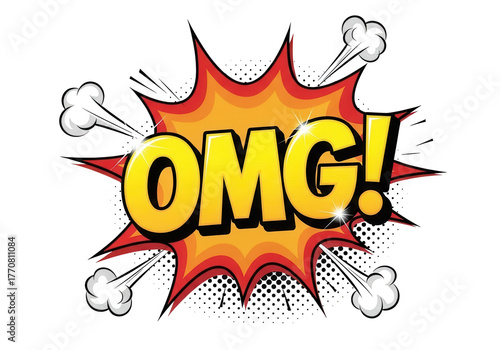 Embrace the surprise omg exclamation pop art comic style graphic