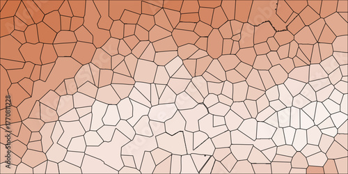 Detailed coral orange and white geometric cellular pattern with black outlines and subtle gradient, resembling stained glass or a microscopic view