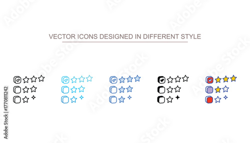 Ratings icons set different style vector stock with white background
