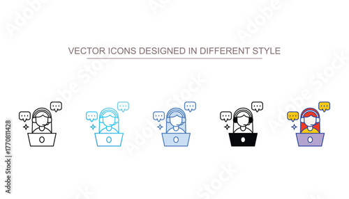 Live Chat icons set different style vector stock with white background