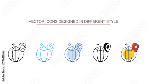 Globel Position icons set different style vector stock with white background