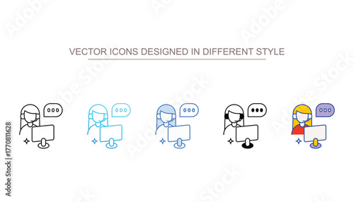 Call Centre icons set different style vector stock with white background
