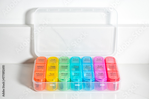 7 Day Weekly Pill Box for 3 Times a Day (Morning, Noon, Night), Daily Portable Travel Pill Box Organiser with different pills or vitamins inside