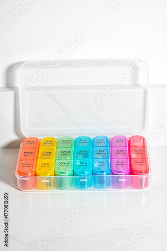 7 Day Weekly Pill Box for 3 Times a Day (Morning, Noon, Night), Daily Portable Travel Pill Box Organiser with different pills or vitamins inside