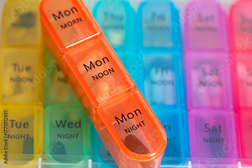 7 Day Weekly Pill Box for 3 Times a Day (Morning, Noon, Night), Daily Portable Travel Pill Box Organiser with different pills or vitamins inside