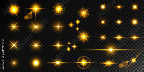 Lens Flare, light glow effect. sun or realistic shining star with backlight effect.
bokeh glitter and sparkles or sparkles on transparent background.
