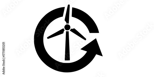 Renewable Energy Wind Turbine Circular Cycle Vector Icon
