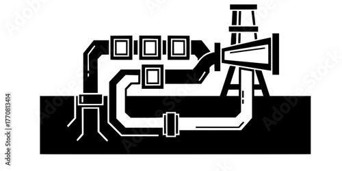 Geometric Geothermal Energy Pump System Flat Vector Icon