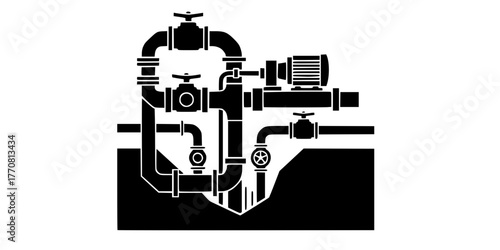 Geometric Geothermal Energy Pump System Flat Vector Icon