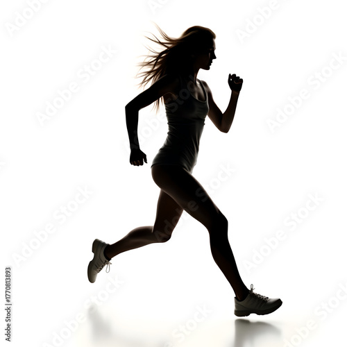 silhouette of a woman running