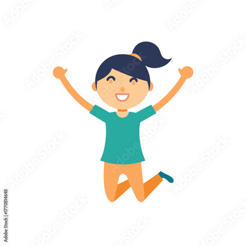 Joyful girl jumping silhouette isolated on white background
