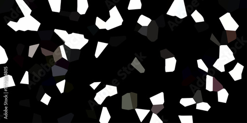 Abstract geometric mosaic pattern with sharp edges and contrasting white and dark gray polygons on a black background vector art