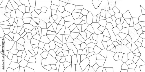 Black and white abstract geometric pattern of irregular polygons with clean outlines, ideal for minimalist backgrounds and graphic design elements