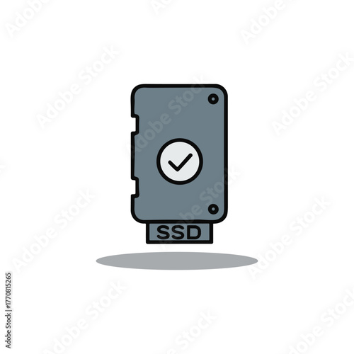 Computer storage, Ssd, solid state drive icon logo flat vector design