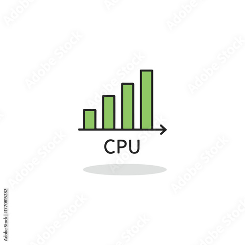 Cpu usage icon logo flat vector design