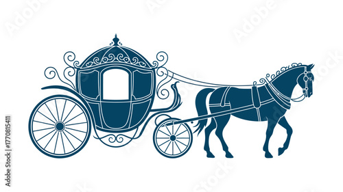 A horse-drawn carriage is a mode of transport from a bygone era.