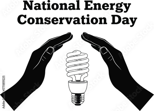 Hands protecting a light bulb for national energy conservation day isolated promoting energy efficiency and sustainability