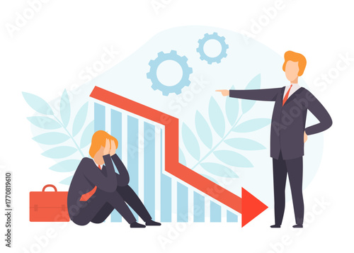 Man Character Get Fired from Work Vector Illustration