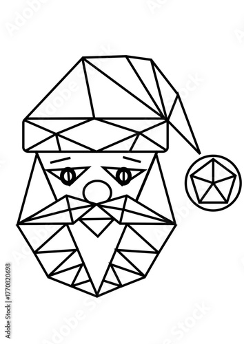 Vector Santa Claus made of ice shards, blue and white tones, winter holiday illustration