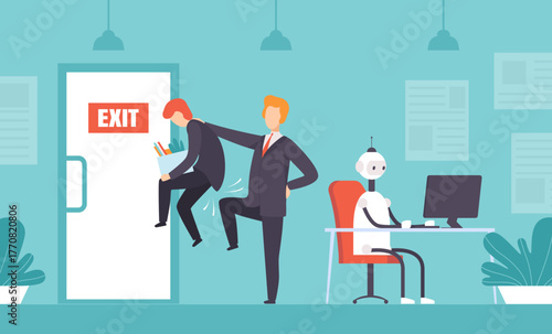 Man Character Get Fired from Work Vector Illustration