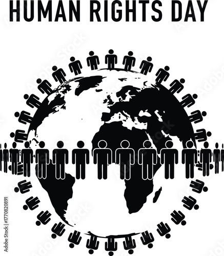 Human rights day concept with people around world isolated international day of human rights