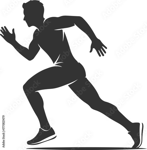 Dynamic silhouette of a sprinter in full stride
