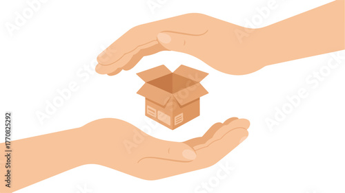 Two hands cradling an open cardboard box open box protection
