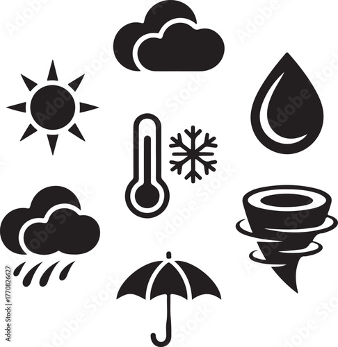 Collection of Weather Icons and Symbols Concept