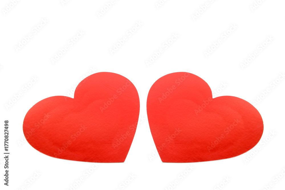 Fototapeta premium Pair of Bright Red Heart Shapes for Love and Romance