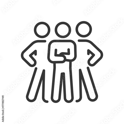 Leadership crew icon. Professionals Linear vector illustration. Employee Team silhouette. Simple symbols. Pose brave people.