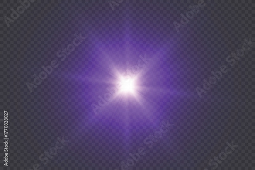 Bright blue light effect. Bright lens flare. Blue glow effect. Starry flares with shimmering highlights. Beautiful shimmering lens flare light effect. Vector 10 EPS 