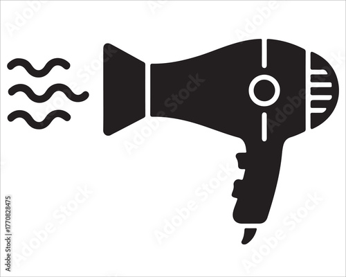 Modern Hair Dryer Symbol Isolated on White Background