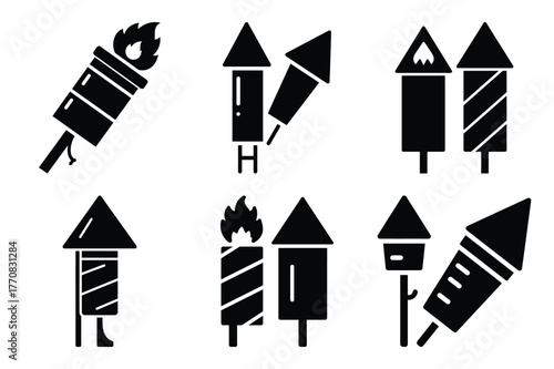 fireworks finale minimal vector art icon set