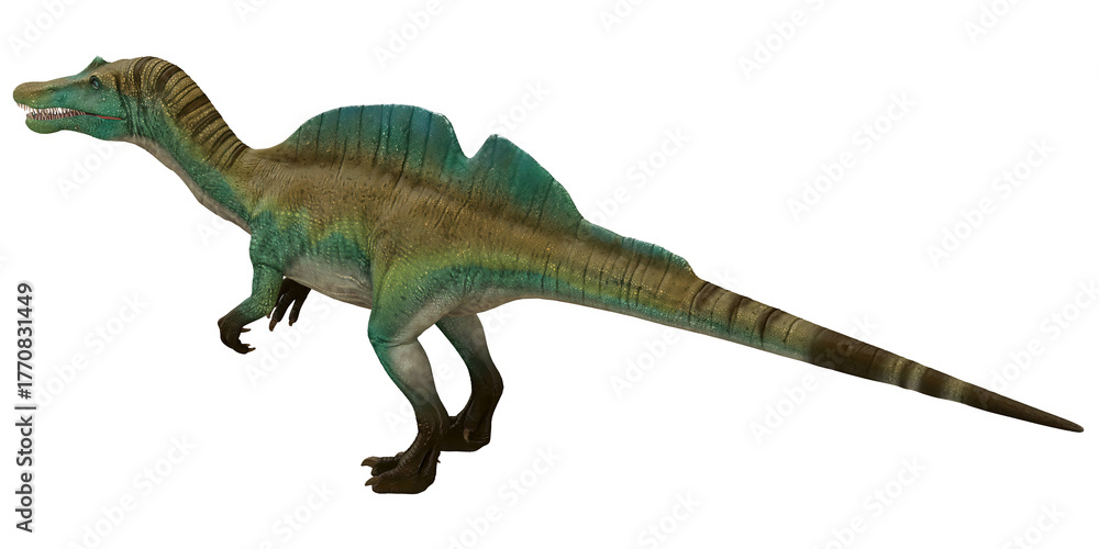 Fototapeta premium Realistic dinosaur figurine with textured green skin