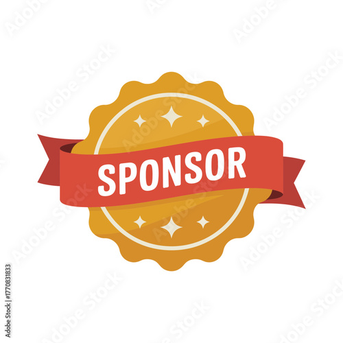 A golden badge with a red ribbon reads SPONSOR, symbolizing support and endorsement.