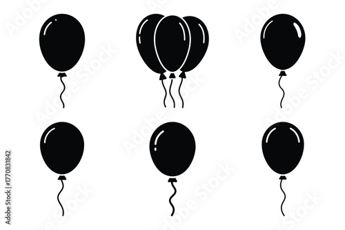 new year balloon vector art icon set