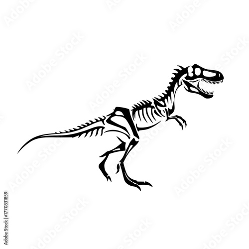 Allosaurus. Allosaurus simple black and white line art vector logo