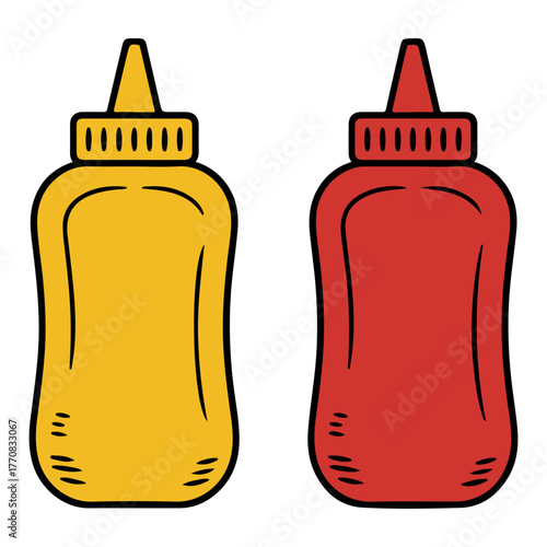 ketchup mustard bottles vector illustration